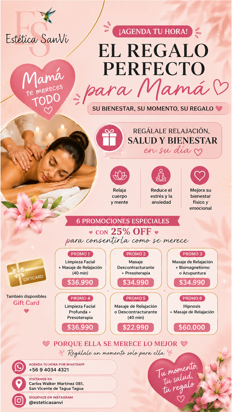 El Regalo Perfecto para Mamá – 6 promociones especiales con 25% OFF – Estética SanVi